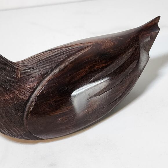 Rustic Wooden Duck Decoy Statue - Vintage Hand Carved Figurine 6x3 - Picture 6 of 10